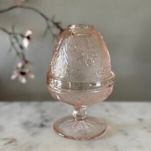 Indiana Glass Tiara Chantilly Pink Fairy Lamp Vintage Depression Glass